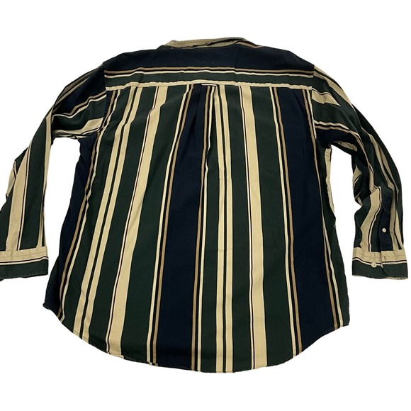 Men’s Roundtree & Yorke Green Navy Beige Green Long Sleeve Button Up Shirt XLT - Picture 2 of 6